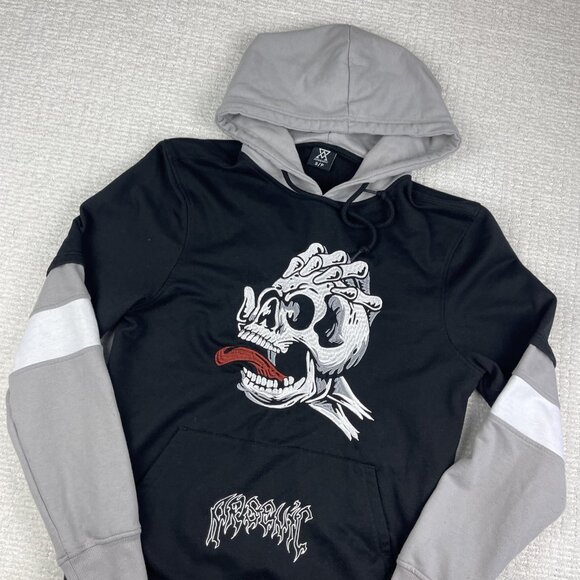 Y2K Arsenic Skater Skull Goth Punk Layered Long Sleeve Hoodie Size S - Picture 3 of 16